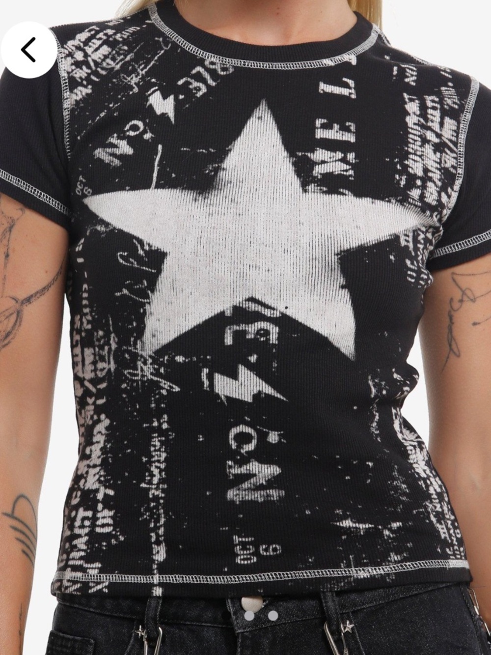 Graphic Star Ribbed Top